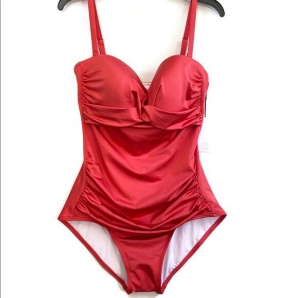 CALVIN KLEIN Bandeau shimmer Tummy-control Swimsuit sz 8 - Picture 7 of 11